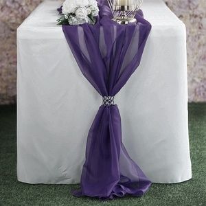 18" W x 180" L Chiffon Table Runner, Eggplant